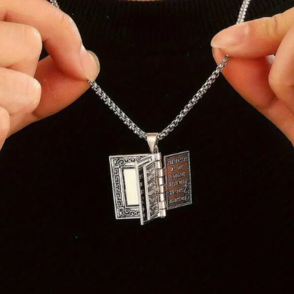 Holy Bible Necklace Praying Hands Cross Necklace with Chains Set NWT - Picture 3 of 4